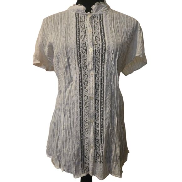 VTG Faded Glory XL (16/18) Lace Arctic White Fairy Isle Flowy Angelic - Picture 1 of 12
